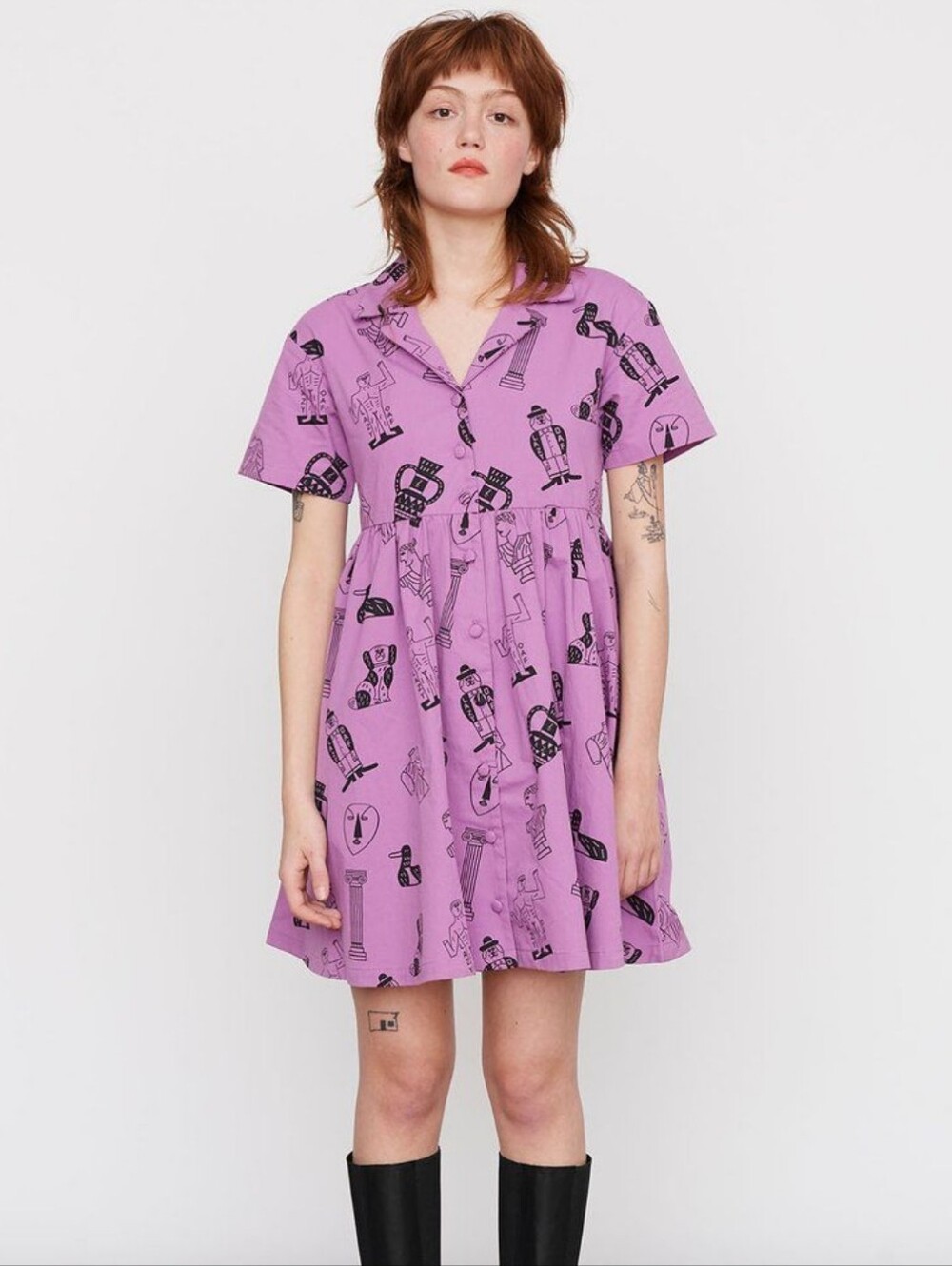Lazy Oaf Purple Relic Graphic Mini Dress